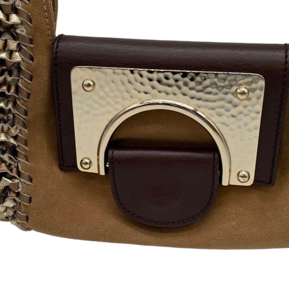 EUC Diane Von Furstenberg brown woven Leather Dtepah'ie Suede shoulder DVF - Picture 5 of 10